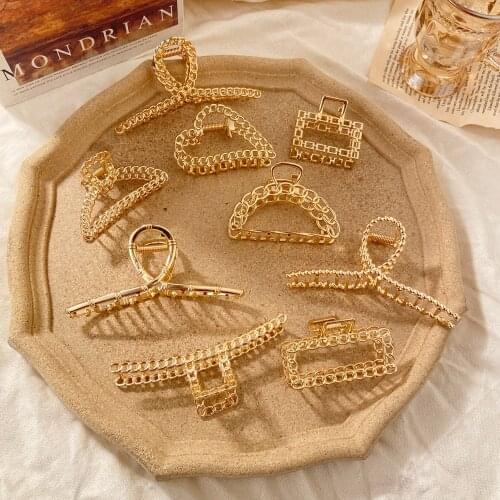 IFMIA Gold Hair Claws For Women Girls Hair Clips Elegant Metal Barrette Hair Clamps Hairpins Crab Hair Accessories Headwear