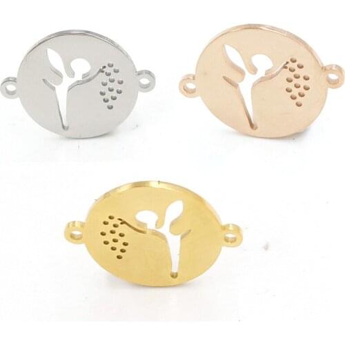 10pc 17mm Mirror polish Stainless steel Hollow angle shape Connector Charm For Necklace/bracelet DIY Women Handmade Jewelry