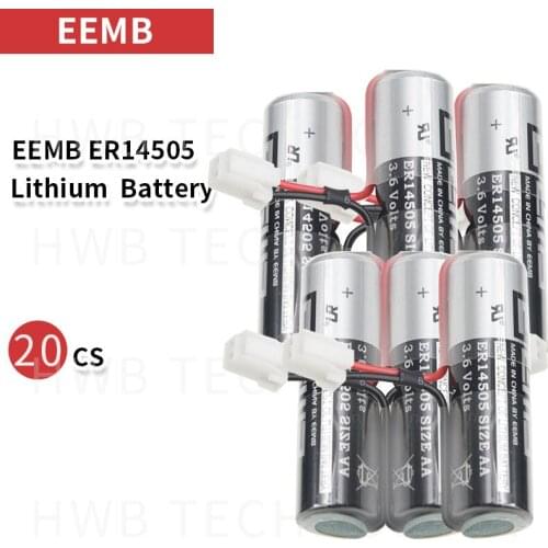 20pcs/lot Brand New EEMB ER14505 AA 3.6V 2400mAh Lithium Battery Batteries with Plug Free Shipping