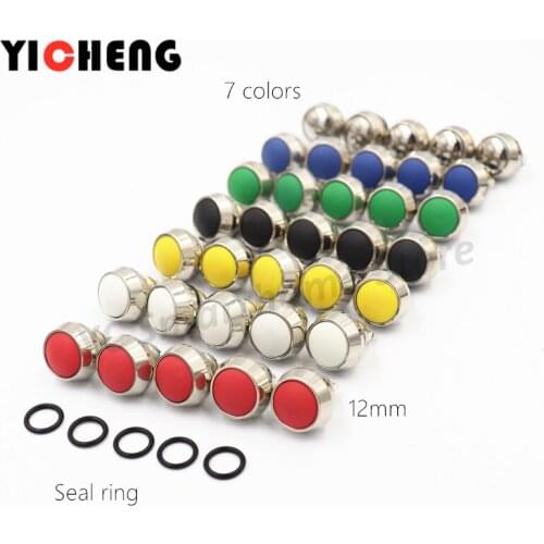 5Pcs 12mm waterproof instant 1NO ball button switch screw terminal self reset button metal push button switch 7colors spherical