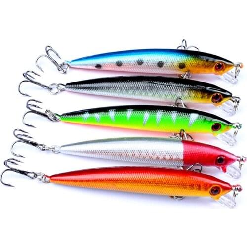 5PCS Sea Fishing Minnow Crankbait Crank Freshwater Fish Bass lure hook baits 9cm/6g Free shipping