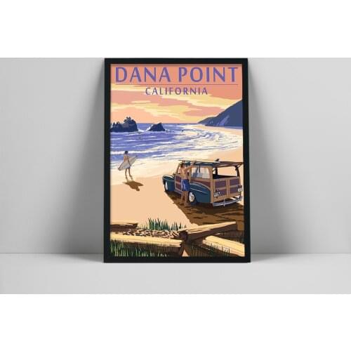 America California Woody On Beach Canvas Painting Posters Summer Travel Surfing Mural Art Film Poster Home Wall Decor Prints