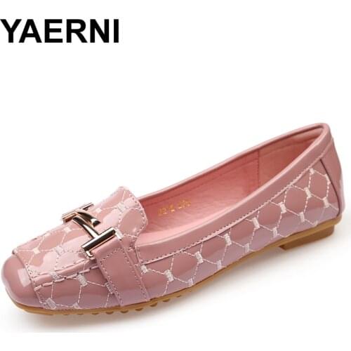 YAERNI Womens Shoes Ballet Basic Flat Woman Party Wedding Dress Ladies Slip-on BoatShoe Patent LeatherBest Sellers High Quality