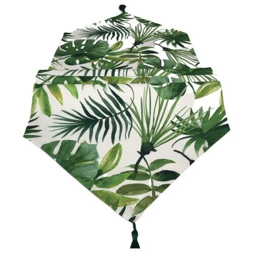 Pattern Izmir Patterned Runner Cover Green Leaf Series