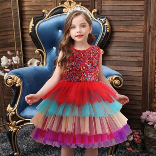 Flower Cake Tutu Kids Clothing Elegent Hand Beading Girls Dress For Children Girls Princess Party Custumes 3-10 Years Girl Dress