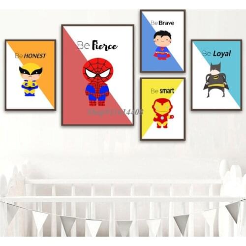 Canvas Painting Marvel Movie Cartoon Superhero Spider Man Anime Posters Prints Wall Art Pictures for Kids Living Room Home Decor