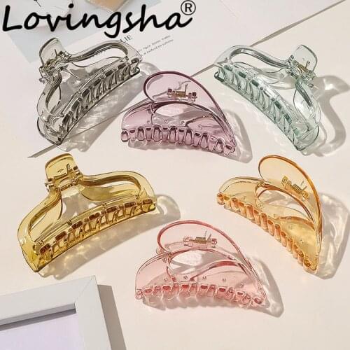 LOVINGSHA Transparent Hair Accessories For Women Ladies Hair Claws Female Hair Crab Clamps Ponytail Hair Girl Holder Rope FC241