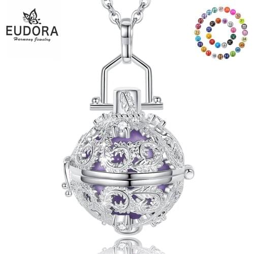 Eudora 18MM Harmony Mexican Bola Ball locket With Angel Caller Colorful Ringing Chime Ball Pendant Pregnancy Women Jewelry