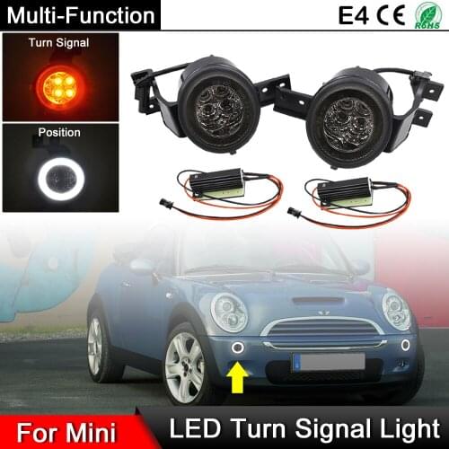 For Mini Cooper R50 R52 R53 Clear/Smoked Lens Multi Function LED Turn Signal Indicator Light With White Position Lights
