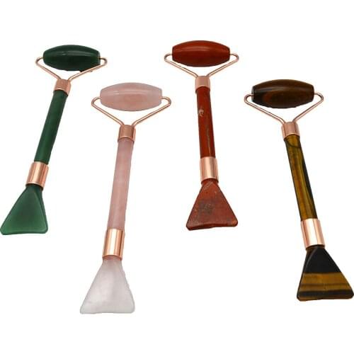 Natural Tiger Eye Jade Roller With Double Heads for Face Lifting