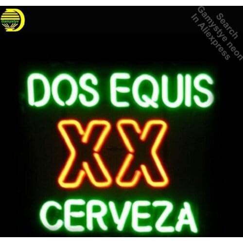 Dos Equis XX Cervez Handmade neon bulb Sign Real Glass Tube neon lights vintage Lamp Recreation Room Iconic Sign Advertise Neon