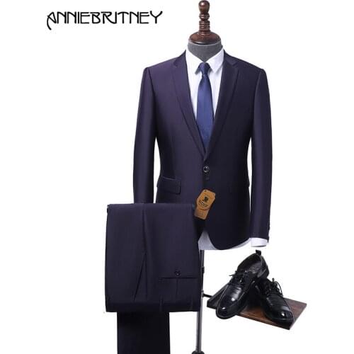 2018 New Brand Purple Formal Men Suit Set Slim Fit Gentle Marriage Groom Blazer Business Prom Tuxedo Style Terno Jacket+Pant