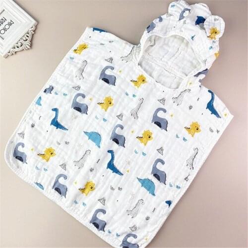 1-8 Year Muslin Cotton Hooded Bathrobe Towel For Kids 6 Layers Muslin Children Cape Cotton Cloak Bath Towel With Hood