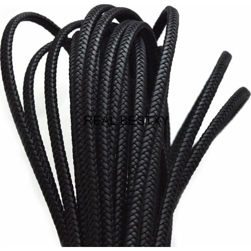 2m/lot approx: 5.6*3.2mm edges-wrapped black genuine cowhide leather cords first layer cow real leather cords for jewelry diy