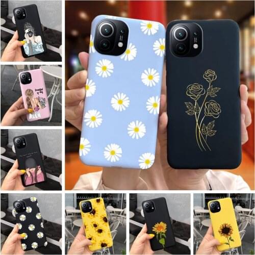 Luxury Sunflower Daisy Pattern Case For Xiaomi Mi 11 Silicone Phone Cover For Xiaomi Mi 11 Coque Mi11 6.81" Soft Back Cases
