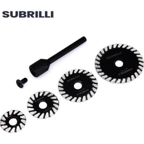 SUBRILLI Removable 6mm Shank With Diamond Mini Turbo Saw Blade Diamond Caving Blade For Granite Marble Stone Engraving
