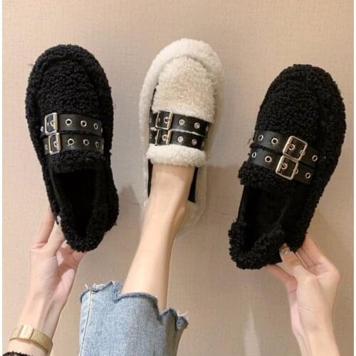 QWEDF 2019 Indoor Home Slippers Warm Soft Plush Slippers Non-slip Indoor Fur Slippers Solid Color Cute Women Shoes Z4-09