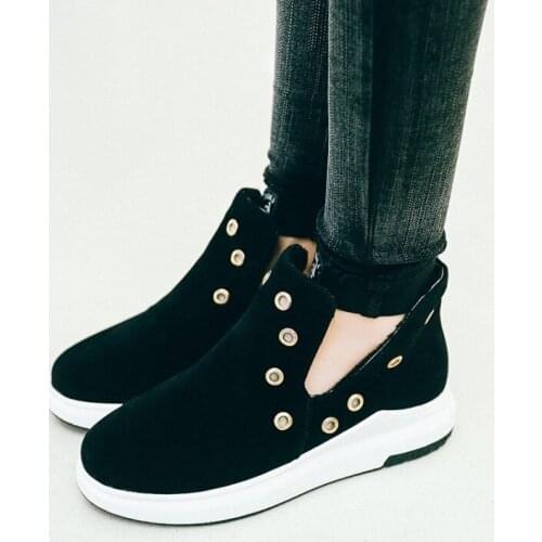 Big Size 11 12 13 European and American wind round head side zipper waterproof platform wicker short boots