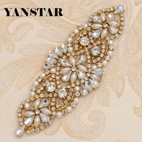 YANSTAR (10pcs)Wholesale Wedding Dress Belt Rhinestones Appliques Protein Beads For Bridal Gown Sash DIY Bridal Belt YS848