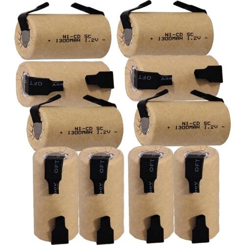 Yeckpowo 10 pcs SC battery 1.2v SUBC batteries nicd rechargeable for power tools 1300mAh for drill screwdriver for CASALS