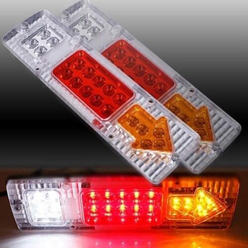 2Pcs 12V 19 LED Rear Tail Stop Reverse Indicator Lights Truck Trailer Van Lamps