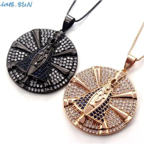 MHS.SUN Charm Mosaic Zircon Religious Pendant Chain Necklace For Women Gold/Black Color AAA CZ Necklace Vintage Jewelry