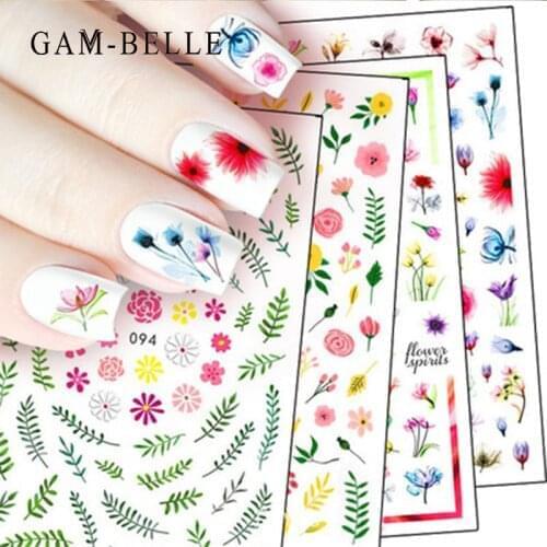 GAM-BELLE 1 Sheet Nail Sticker Butterfly Flower Pattern Water Transfer Decal Sliders for Nail Art Decoration Wraps Tools Tip