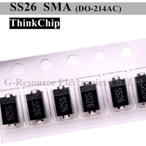 100pcs) SS26 SMA (DO-214AC) SMD Schottky Diode