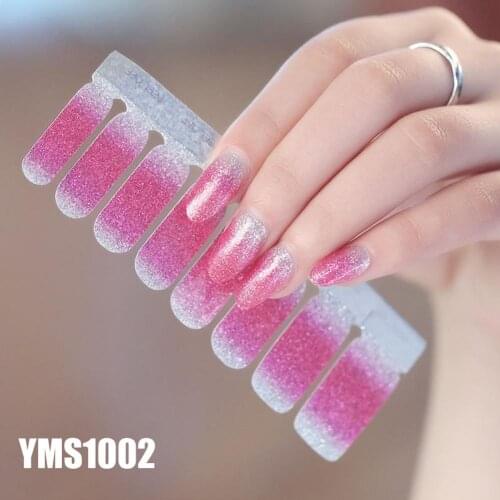16Pcs/Sheet Glitter Color Block Nail Stickers Full Cover Adhesive Decoration