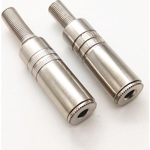 2pcs DIY 3.5mm inch 3 Pole TRS Plug Socket Female Stereo Audio Plug Microphone wire solder type Wire diameter 4mm