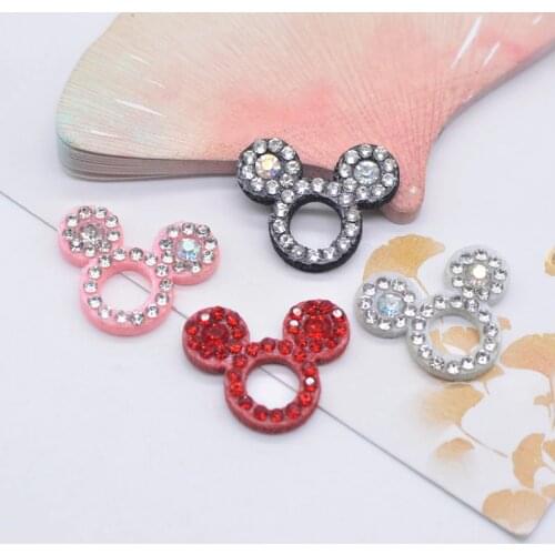 30Pcs 23*18mm Padded Rhinestone Mouse Head Applique for DIY Clothes Crafts Shoes Hat Sewing Patches Headwear Decor Patches E02