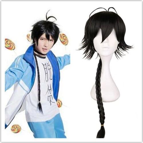 Anime Fox Demon Cosplay Wig White Moon Cosplay Wig Black Braid Synthetic Wig Hair Halloween Carnival Party Game Cosplay Wig