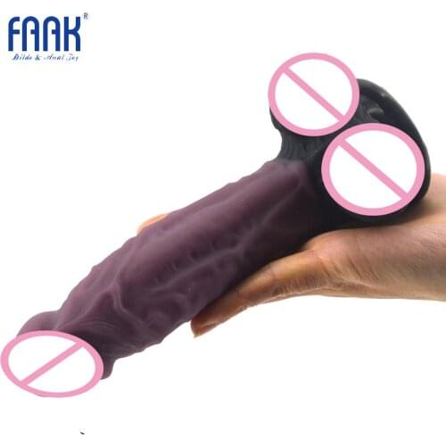FAAK new silicone realistic dildo stitching color black purple man penis with suction cup sex toys for women adult sex products