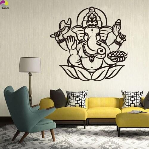 Ganesha Buddha Wall Sticker Living Room Bedroom India Om Yoga Mandala Hamsa elephant Wall Decal Vinyl Home Decor
