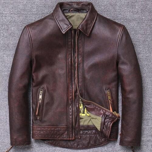 Head Layer Cowhide Clothing Short Fund Self-cultivation Locomotive Jacket Man Swallowtail Leather Genuine