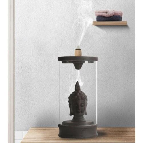 Ceramic Buddha Backflow Incense Burner Holder Smoke Waterfall Incense Holder Teahouse Sandalwood Censer Handicraft Home Decor