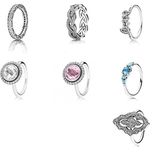 2021 High Quality Exquisite Heart-to-heart White Pink Zircon Eternity Ring, Original Diy Bead Jewelry For Ladies Fashion Gifts