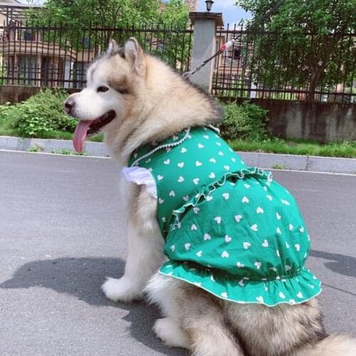 Cute Heart Dog Dress Summer Pet Dog Clothes Small Medium Large Big Dog Clothing Dresses Schnauzer Poodle Samoyed Husky Costumes