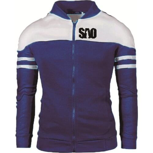 Fashion SAO Sword Art Online Mens jackets Harajuku high quality cotton Anime Clothes Mens pullover Zipper jacket Casual cloth