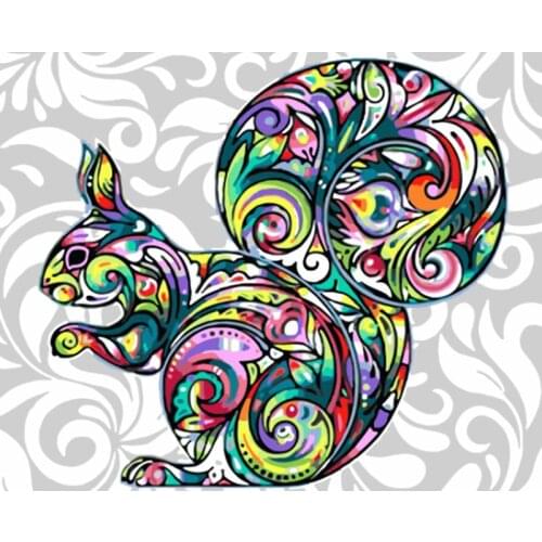 Painting By Numbers DIY Dropshipping 40x50 50x65cm Flower color squirrel Animal Canvas Wedding Decoration Art picture Gift