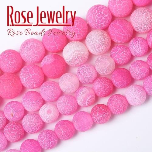 Natural Stone Magenta Frost Cracked Agates Onyx Loose Beads for Jewelry Making 4 6 8 10 12 mm Round Beads Diy Bracelet 15"Strand