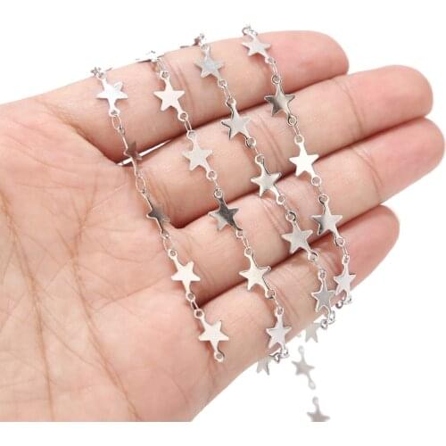 New silver/gold tone Stainless Steel Chains Link Nacklaces Decorative Star Chains for Men Women Jewelry Making Wide 6mm