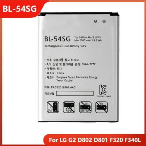 Original Phone Battery BL-54SG For LG G2 D802 D801 F320 F340L BL-54SG Replacement Rechargable Batteries 2610mAh