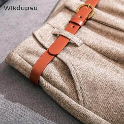 Autumn Winter Wool Pants High Waisted Women 2021 New Fashion Korean Solid Formal Elegant Trousers Female Suit Pants Plus Size