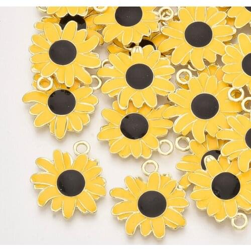 100pcs Flower/Daisy Alloy Pendants Charms with Enamel for Jewelry Making Handmade DIY Bracelet Necklace Earring Findings