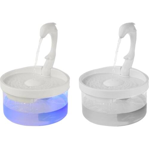 2L Pet Drinking Dispenser Swan Neck Pet Cat Drinking Fountain Automatic Circulation Dolphin Fountain LED Light Cat Water Feeder