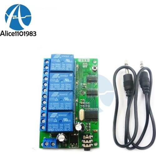 AD22B04 4 Channel 4 CH MT8870 DTMF Tone Signal Decoder Phone Voice Remote Control Relay Switch Module DC12V For LED Motor 4 Way