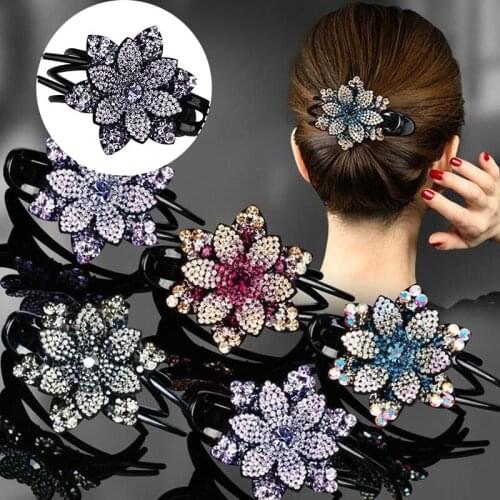 Resin Hair Clip Hair Combs Rhinestone Flower Duckbill Hair Claws Ponytail Headwear Crystal Barrettes Hairpin Hair Accesories New