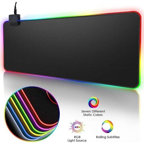 RGB Soft Large Gaming Mouse Pad Oversize Glowing Led Extended Mousepad Non-Slip Rubber Base Computer Keyboard Pad Mat