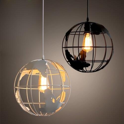 Modern Globe Pendant Lights Black/White Color Pendant Lamps for Bar/Restaurant Hollow Ball Ceiling Fixtures